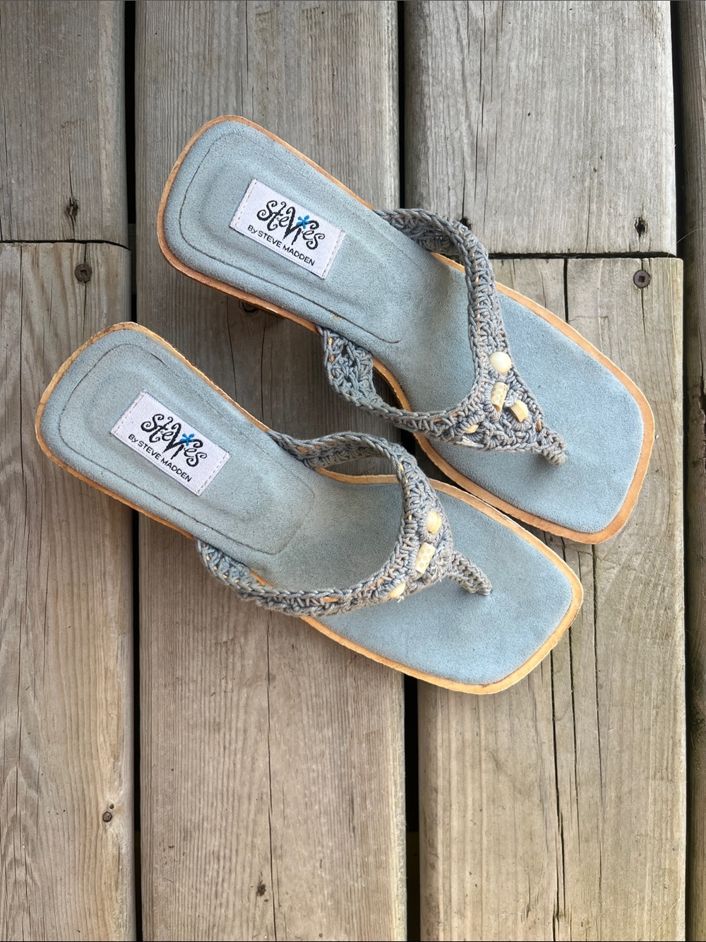 Stevis by Steve Madden Light Blue Braided Thong Sandals - Picture 1 of 6